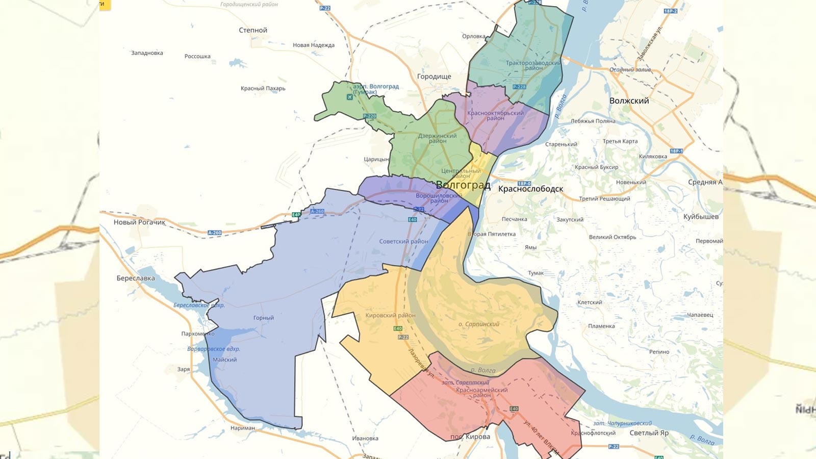 Карта Волгограда