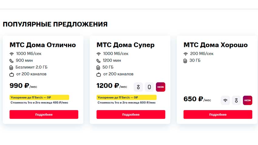 Тарифы МГТС